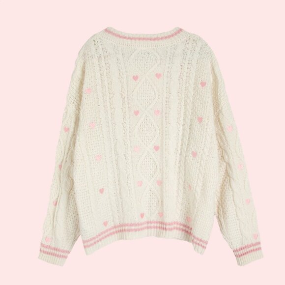 XS/S Taylor Swift "Lover" Cardigan Womens Pink Heart Buttons Valentines Day - Picture 3 of 4